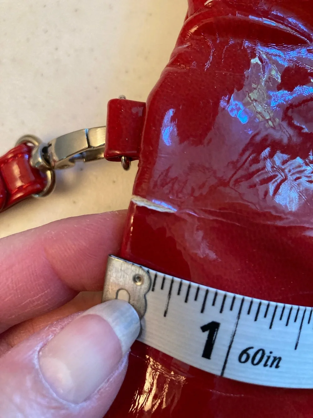 VTG Red Patent Wristlet Clutch with Stud & Grommet Detail - Picture 6 of 10